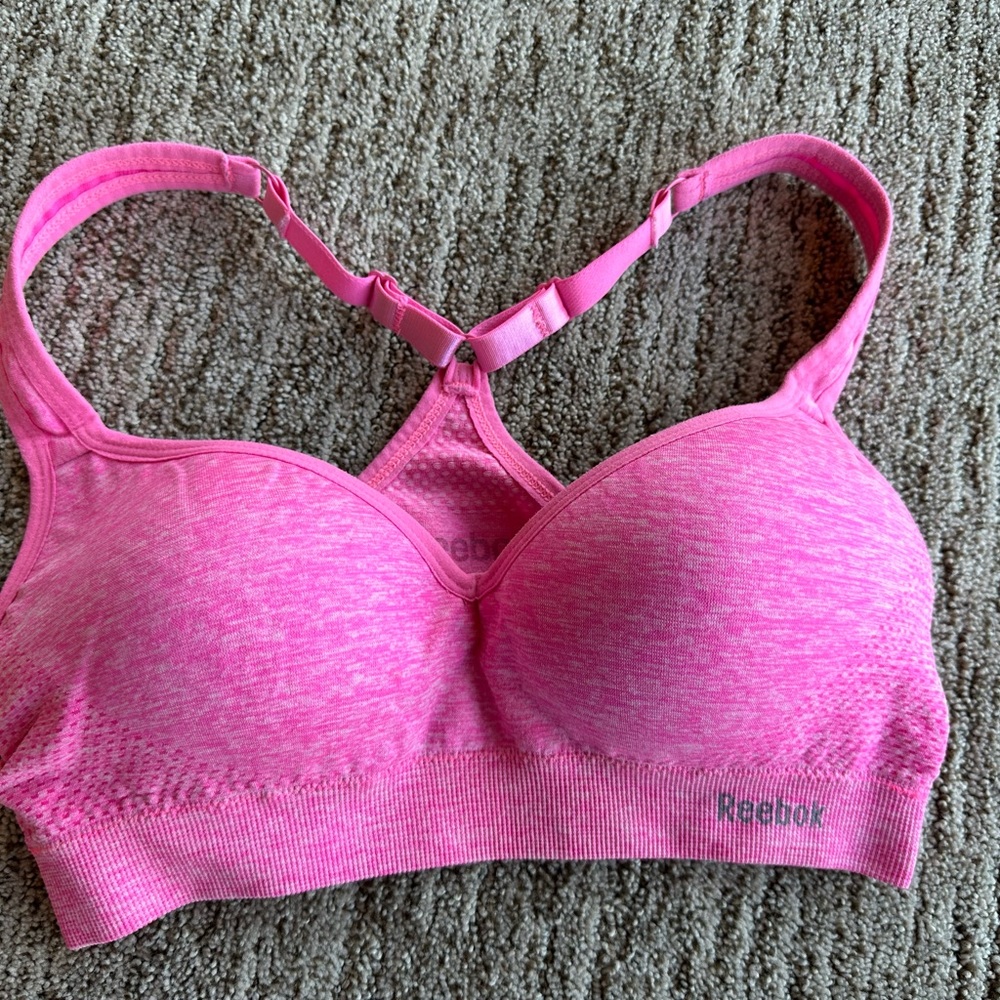 Pink rebook sports bra